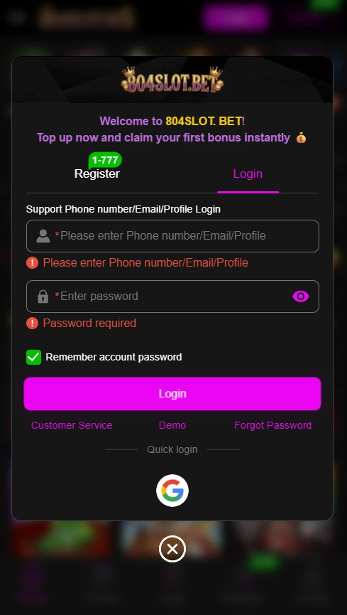 804Slot login
